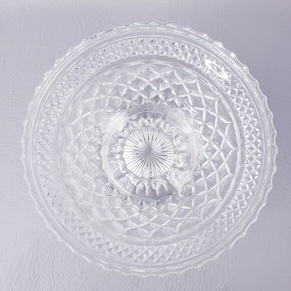 Vintage Anchor Hocking Wexford Cut Glass Crystal Candy Dish with Lid 7" Tall - Picture 4 of 10